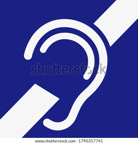 Hard of hearing. No hear icon. Deafness symbol. Deaf icon. Vector.