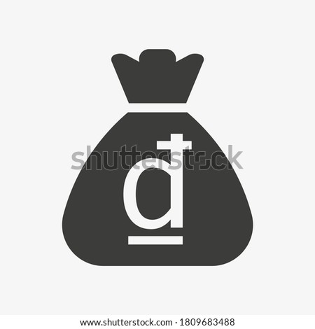 Dong icon. Money bag flat icon vector pictogram. Sack with Vietnamese Dong isolated on white background. Vietnamese currency symbol.