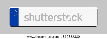 Licence plate of European union. Vehicle registration plates frame vector isolated. Car number plate template.