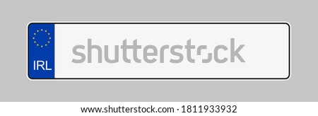 Licence plate of Ireland. Vehicle registration plates frame vector isolated. Irish car number plate template.