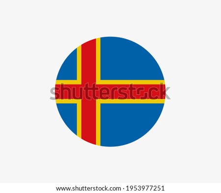 Round alandic flag vector icon isolated on white background. The flag of Aland Islands in a circle.