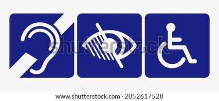 Disabled person signs. blindness deafness, wheelchair vector icon.  Photo stock © 
