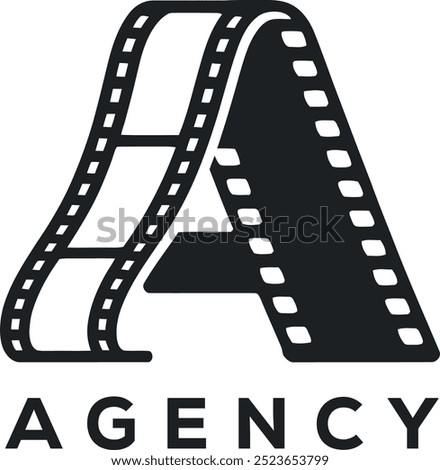 Film roll inspired logo in the shape of the letter 'A' for a media agency