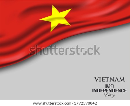 Vector Illustration of Vietnam independence day white background and yellow star flag on Vietnam.