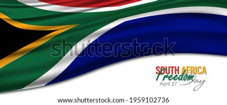 Vector Illustration of South Africa Freedom Day, which is celebrated on 27 April. Background, poster, card, banner design. Vector EPS 10. Waving flag.