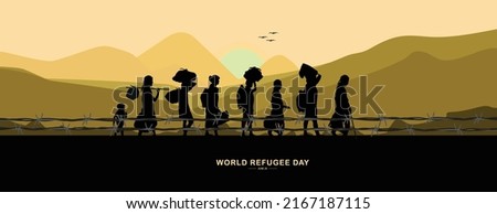 World Refugee Day. 20 June-vector. International immigration day concept background. Refugee day flat illustration for web design, banner etc.