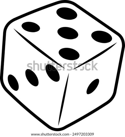 Given. Black and white drawing. Clip art of a dice. Vector art. Outlines. Sketch.