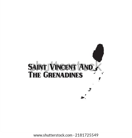 Saint Vincent And The Grenadines map and black lettering design on white background