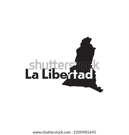 La Libertad map and black lettering design on white background