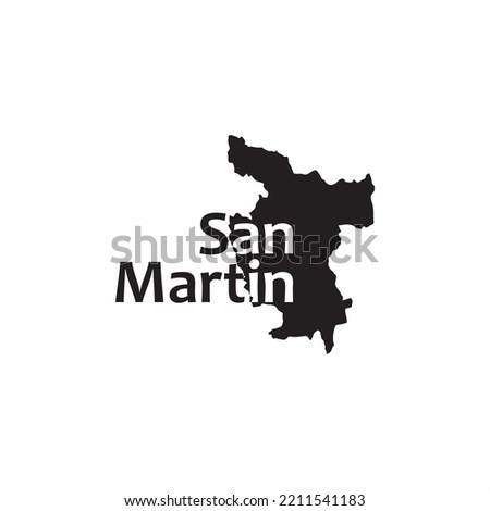 San Martin Peru map and black lettering design on white background