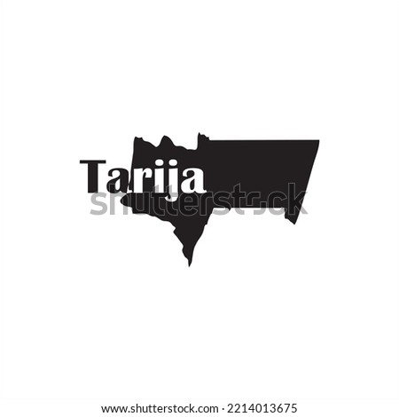 Tarija map and black lettering design on white background