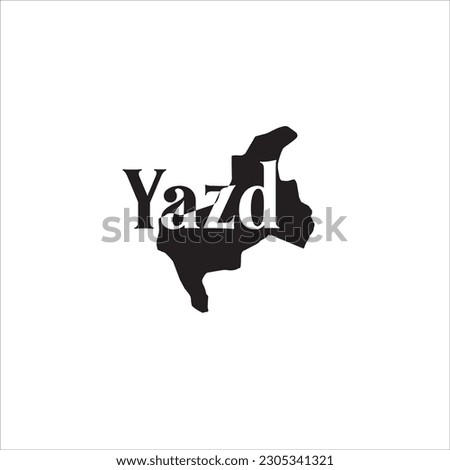 Yazd map and black lettering design on white background