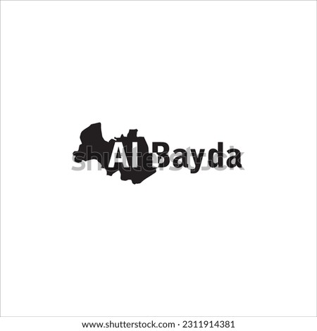 Al Bayda map and black lettering design on white background