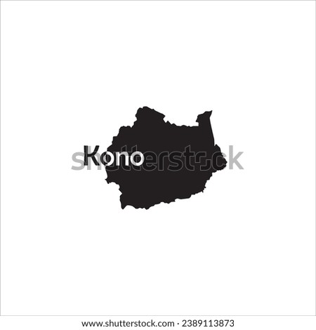 Kono Leone map and black letter design on white background