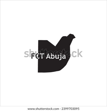 FCT Abuja map and black letter design on white background