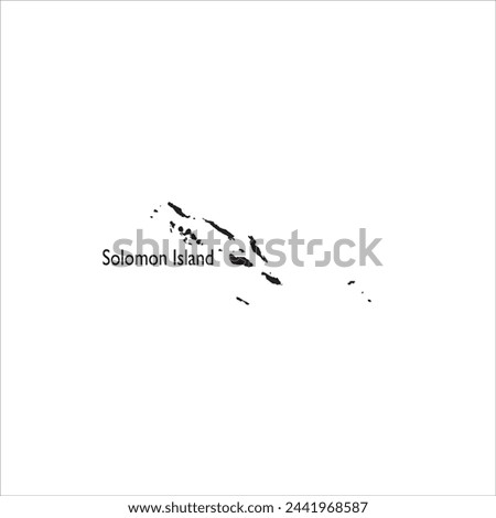 Solomon Islands map and black lettering design on white background