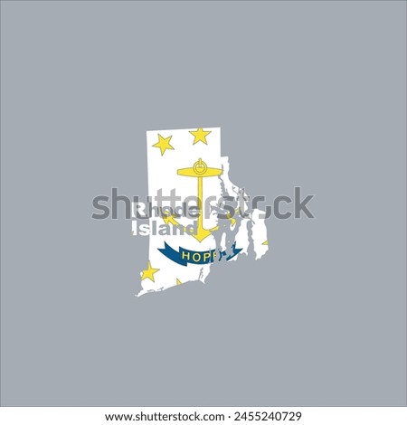 Rhode Island map and flag color design on gray background