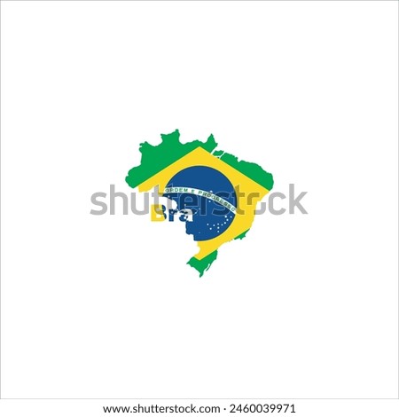 Brazil map and flag colors design on white background