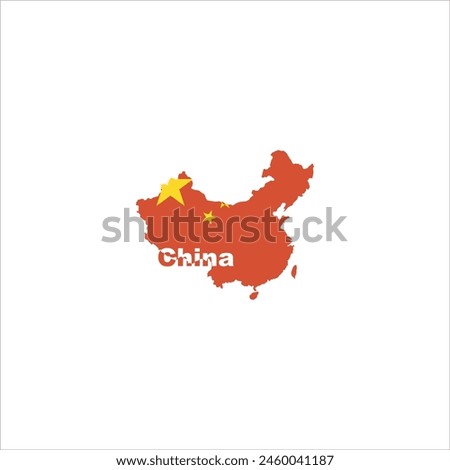 China map and flag color design on white background