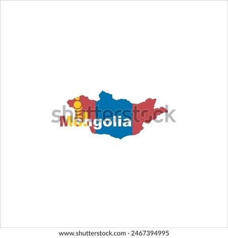 Mongolia map and flag color design on white background