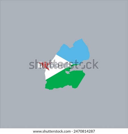 Djibouti map and flag color design on gray background