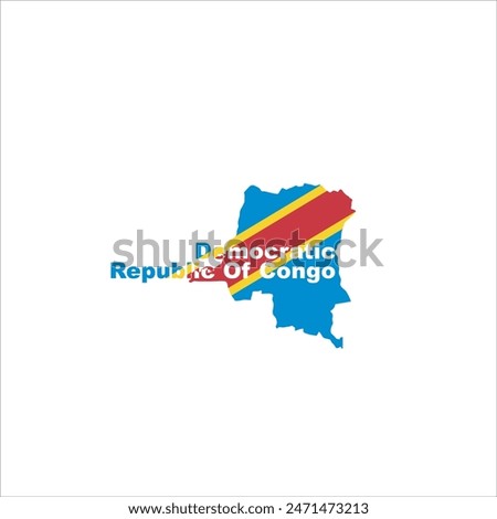 Democratic Republic of Congo map and flag colors design on white background