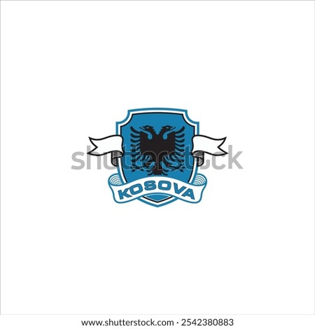 The football logo that says Kosova is in the form of an emblem in blue and black