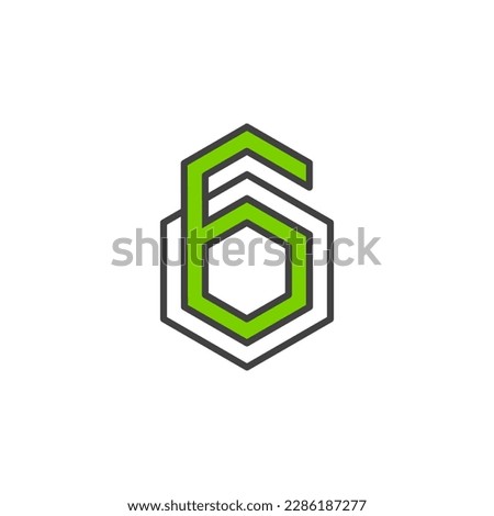 The Logo is a Hexagon number 60. elegant and outline.