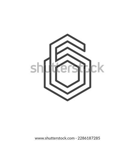 The Logo is a Hexagon number 60. elegant and outline.