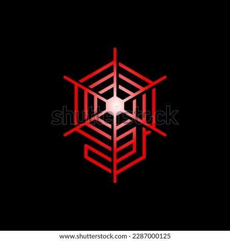 The logo is a spider web 90. Hexagon, elegant and outline.