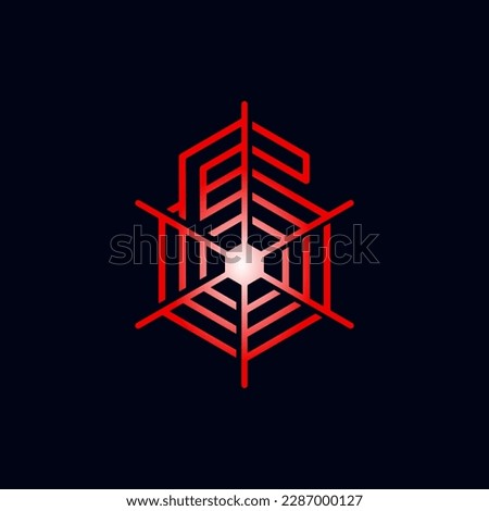 The logo is a spider web 60. Hexagon, elegant and outline.