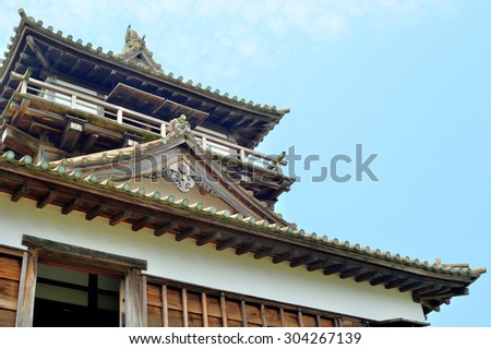 Castle tower of Maruoka castle in Sakai city,Fukui prefecture,Japan\
This Castle is  famous for its donjon (main castle), the oldest in Japan.
