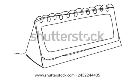 Continuous loose-leaf calendar with copy space for text. Horizontal view. Agenda time one line art illustration isolated on white background.