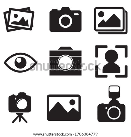 Set of cameras and photo, vector icons