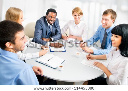 Image of businesspeople working at meeting
