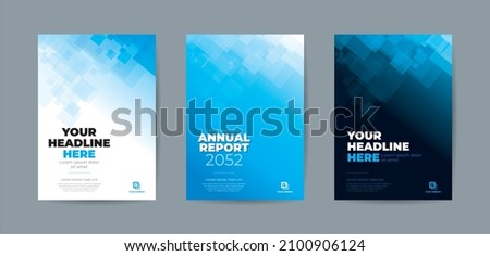 Abstract random transparent rectangle with bright and dark blue background A4 size book cover template for annual report, magazine, booklet, proposal, portfolio, brochure, poster