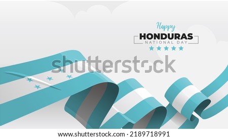 Honduras National Day greeting banner with waving national flag on white cloud vector illustration