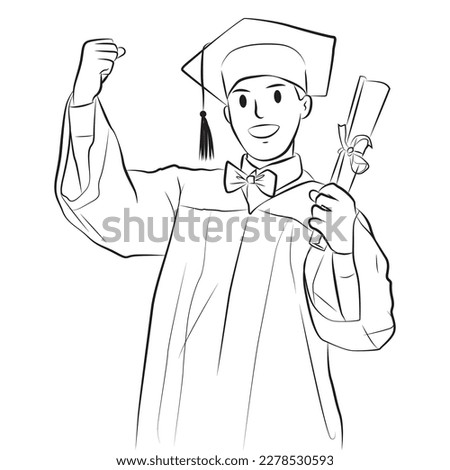 man excited graduate wearing toga