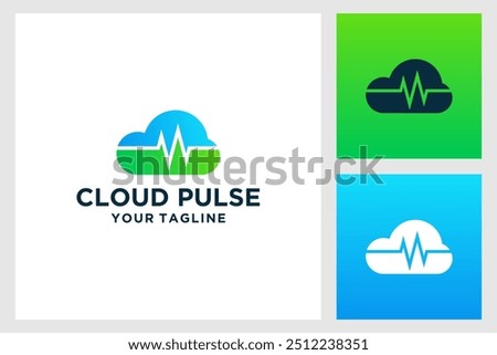 Cloud pulse logo design vector