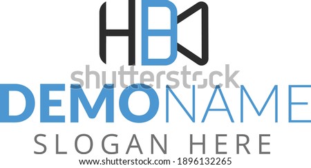 Initial HB logo design with camera icon vector illustration. HB Letter logo alphabet monogram initial based icon design
