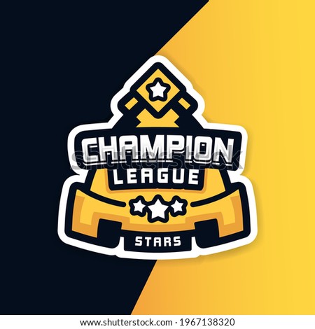 Vector logo design of yellow castle and e sport style. This logo is ideal for e sport league brand, e sport championship brand, etc.