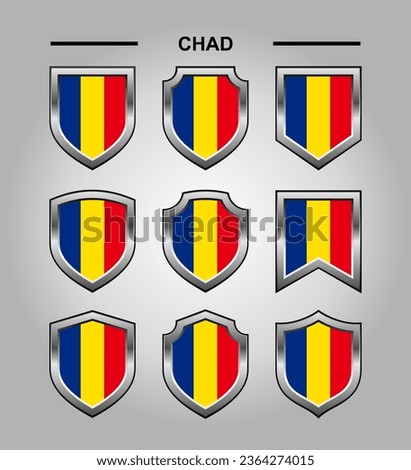 Chad National Emblems Flag and Luxury Shield