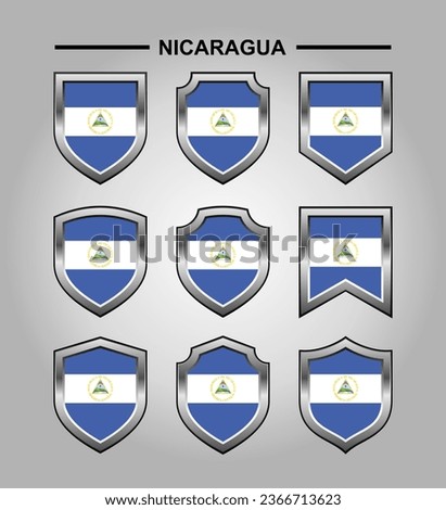 Nicaragua National Emblems Flag with Luxury Shield