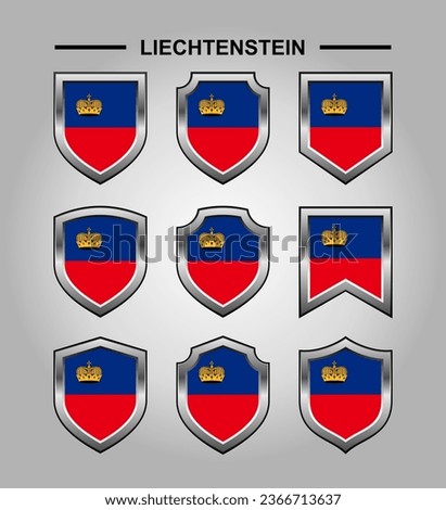 Liechtenstein National Emblems Flag with Luxury Shield
