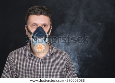 Man with mask pollution