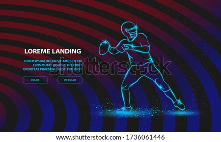 American football quarterback throws the ball. Vector Sport Background for Landing Page Template.