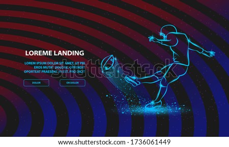 American football kicker hits the ball. Vector Sport Background for Landing Page Template.