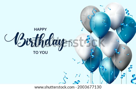 Birthday balloons vector background design. Happy birthday to you text with balloon and confetti decoration element for birth day celebration greeting card design. Vector illustration