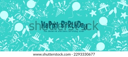 Birthday banner vector design. Happy birthday text with celebration elements in green background. Vector illustration birthday banner design.