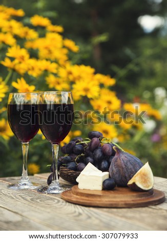 Relax concept - wine party outdoors.